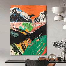 Load image into Gallery viewer, “Abstract Mountain Landscape in Bold Colors” – Vibrant Mountain Oil Painting with Expressive Brushstrokes DTP092
