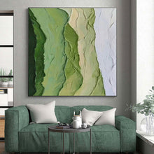 Load image into Gallery viewer, Green and White Textured Stripes Acrylic Art - Ideal for Botanical - themed Study &amp; Minimalist Living Room LargeART0634
