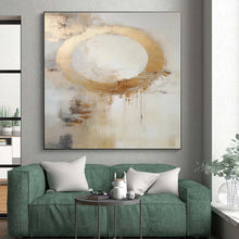 Load image into Gallery viewer, Gold Ring with Drips Acrylic Art - Great for Modern Art Gallery &amp; Glamorous Dining Room LargeART0586
