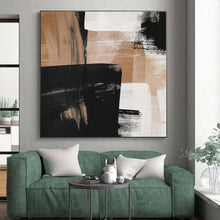 Load image into Gallery viewer, Large - Scale Black - Beige Geometric Abstract Acrylic Art for Modern Living Room &amp; Executive Office LargeART0422
