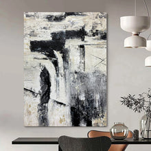 Load image into Gallery viewer, Black and White Textured Abstract Canvas Painting, Perfect for Monochrome Gallery &amp; Sleek Office LargeART1223
