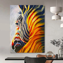 Load image into Gallery viewer, “Vibrant Zebra Abstract” - Color - Infused Striped Animal Art on Canvas DKH1428
