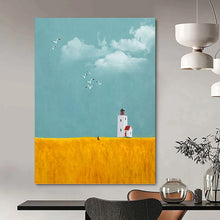 Load image into Gallery viewer, “Serene Lighthouse in Golden Field” - Calming Landscape Art on Canvas DKH1429
