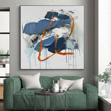 Load image into Gallery viewer, Large - Scale Blue - Orange Abstract Art for Modern Gallery &amp; Edgy Office LargeART0507

