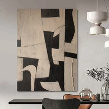 Load image into Gallery viewer, Hand - painted Oversized Black - White Geometric Abstract Acrylic Art for Modern Offices LargeART0125
