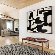 Load image into Gallery viewer, Bold Black and White Abstract Forms Abstract acrylic painting DLZ063

