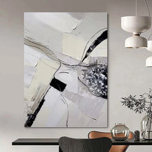 Load image into Gallery viewer, “Monochrome Textured Abstraction with Lines” - Grey, Black Abstract Art on Canvas DKH1172
