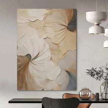 Load image into Gallery viewer, “3D Floral Leaf Relief” - Beige and Brown Textured Art on Canvas DKH1383
