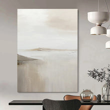 Load image into Gallery viewer, “Foggy Fjord” – Soft whites, beiges with faint island shapes in mist DTP359
