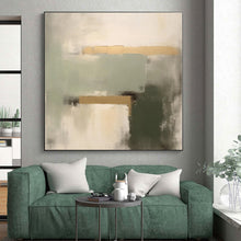 Load image into Gallery viewer, Large - Scale Green - Gold - Gray Tonal Abstract Art for Elegant Office &amp; Chic Living Room LargeART0532
