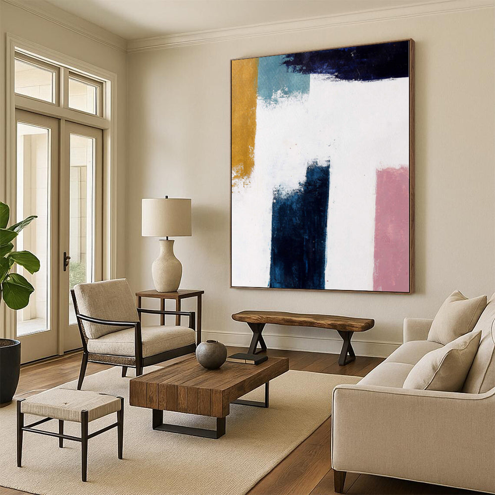 Hand - painted Massive Minimalist Color Block Abstract Acrylic Art for ...