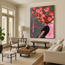Load image into Gallery viewer, Pink &amp; Green Floral Head Abstract, Suited for Feminine Boudoir &amp; Art - Lover’s Living Room LargeART1952
