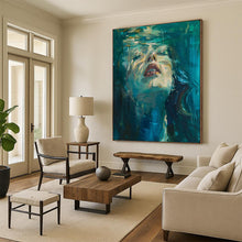 Load image into Gallery viewer, Teal &amp; Blue Abstract Portrait Art, Perfect for Modern Bathroom &amp; Serene Bedroom LargeART2121

