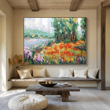 Load image into Gallery viewer, “Lakeside Flower Field” - Colorful Landscape Abstract Acrylic, Great for Garden Room and Sunroom DLZ228
