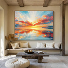 Load image into Gallery viewer, Vivid Sunset Seascape Abstract Painting on Canvas - “Blazing Horizons” DKH622
