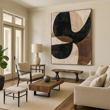 Load image into Gallery viewer, Black - Beige Curved Abstraction Art for Bohemian Café &amp; Art Gallery LargeART0869
