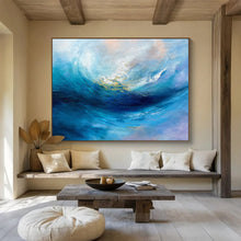 Load image into Gallery viewer, Blue Ocean Wave Abstract Painting for Coastal Bedroom &amp; Nautical Restaurant DKH281

