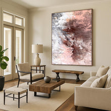 Load image into Gallery viewer, Hand - painted Substantial Pink and Brown Abstract Fusion Acrylic Art for Cozy Reading Nooks LargeART0023
