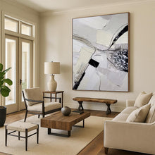 Load image into Gallery viewer, “Monochrome Textured Abstraction with Lines” - Grey, Black Abstract Art on Canvas DKH1172
