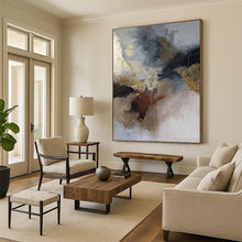 Load image into Gallery viewer, “Neutral - Gold Abstract Fusion” Abstract Painting on Canvas, Luxe Living Room Art DKH1017
