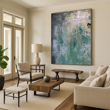 Load image into Gallery viewer, Textured Teal and Green Abstract Acrylic Art - Ideal for Bohemian - style Cafe &amp; Nature - lover’s Study LargeART0578
