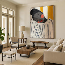 Load image into Gallery viewer, Yellow - Black - White Abstract Serene Figure Art, Ideal for Peaceful Bedroom &amp; Calming Meditation Space LargeART2048
