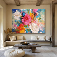 Load image into Gallery viewer, Textured Flowers “Bold Blooms” Painting on Canvas, Vivid Floral Art DKH884
