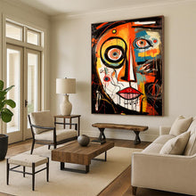 Load image into Gallery viewer, Abstract Expressionist Face Art, Vibrant Color - Dripped Painting for Creative Studio &amp; Eclectic Living Room LargeART2211
