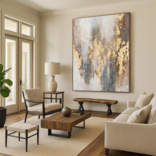 Load image into Gallery viewer, Gray and Gold Abstract Drips Acrylic Art - Great for Glamorous Hotel Suite &amp; Art Deco Living Room LargeART0576
