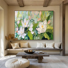 Load image into Gallery viewer, White Flower “Blush Magnolias” Painting on Canvas, Romantic Floral Art DKH836
