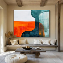 Load image into Gallery viewer, Orange - Blue Geometric Abstract Painting for Mid - Century Modern Living Room &amp; Creative Studio DKH265
