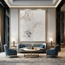 Load image into Gallery viewer, Oversized Hand - painted Textured White Cracked Plaster Acrylic Art for Industrial - Style Hallways LargeART0149
