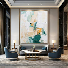 Load image into Gallery viewer, Pastel &amp; Gold Abstract Canvas Painting, Ideal for Scandinavian - Style Bedroom &amp; Light - Filled Café LargeART1282
