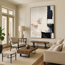 Load image into Gallery viewer, “Monochrome Blocks” – Beige, Black &amp; White Textured Abstract Acrylic DTP056
