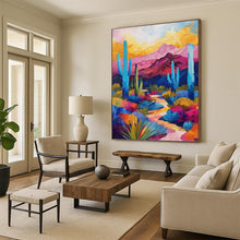 Load image into Gallery viewer, “Colorful Desert Landscape with Cacti” - Impressionistic Desert Art on Canvas DKH1556
