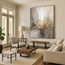 Load image into Gallery viewer, Gray - Gold Abstract Flower Acrylic Art - Ideal for Boutique Hotel Room &amp; Luxury Living Room Decoration LargeART0540
