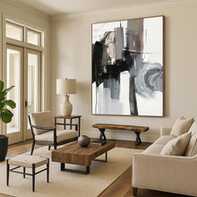 Load image into Gallery viewer, “Monochrome Abstract Gestures” - Black, White, Grey Abstract Art on Canvas DKH1271
