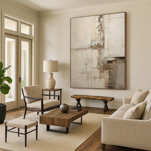 Load image into Gallery viewer, “Industrial - Inspired Abstract” - Beige, Grey, Brown Abstract Art on Canvas DKH1319

