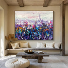 Load image into Gallery viewer, Hand - painted Substantial Purple - Toned Flower Field Acrylic Art for Dreamy Family Rooms LargeART1777
