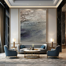 Load image into Gallery viewer, Hand - painted Oversized Gray - Blue Textured Abstract Acrylic Art for Industrial - Style Studies LargeART0115
