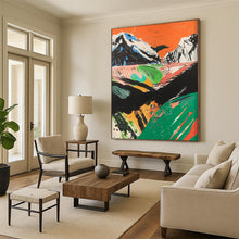 Load image into Gallery viewer, “Abstract Mountain Landscape in Bold Colors” – Vibrant Mountain Oil Painting with Expressive Brushstrokes DTP092
