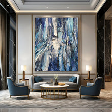 Load image into Gallery viewer, Blue &amp; White Textured Abstract Painting, Ideal for Coastal Home Office &amp; Relaxing Bathroom LargeART1350
