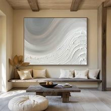 Load image into Gallery viewer, Soft White Textured Abstract - Calm Living Room Art LargeART1527

