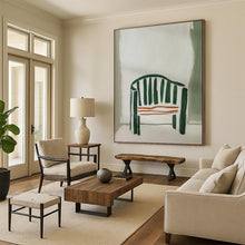 Load image into Gallery viewer, Green - Striped Chair Abstract Painting, Suited for Eclectic Kitchen &amp; Cozy Reading Nook LargeART2028
