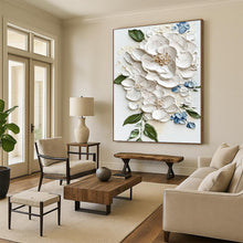 Load image into Gallery viewer, “Elegant White Floral Impasto” - 3D Flower Art on Canvas DKH1388
