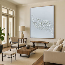 Load image into Gallery viewer, “White Textured Wing” - Minimalist Sculptural Art on Canvas DKH1485
