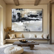 Load image into Gallery viewer, Black &amp; White Abstract - Sophisticated Living Room Art LargeART1565

