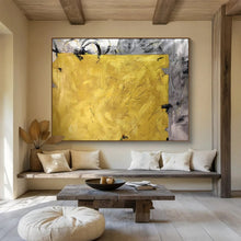 Load image into Gallery viewer, Bold Yellow - Gray Abstract Acrylic painting DLZ153

