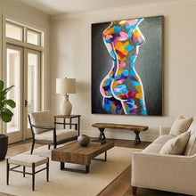 Load image into Gallery viewer, Colorful Abstract Female Body Art, Bold Palette Figurative Painting for Modern Bedroom &amp; Artistic Boudoir LargeART2188
