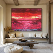 Load image into Gallery viewer, Fiery Red Sunset Abstract Painting for Romantic Dining Room &amp; Coastal Villa Balcony DKH191
